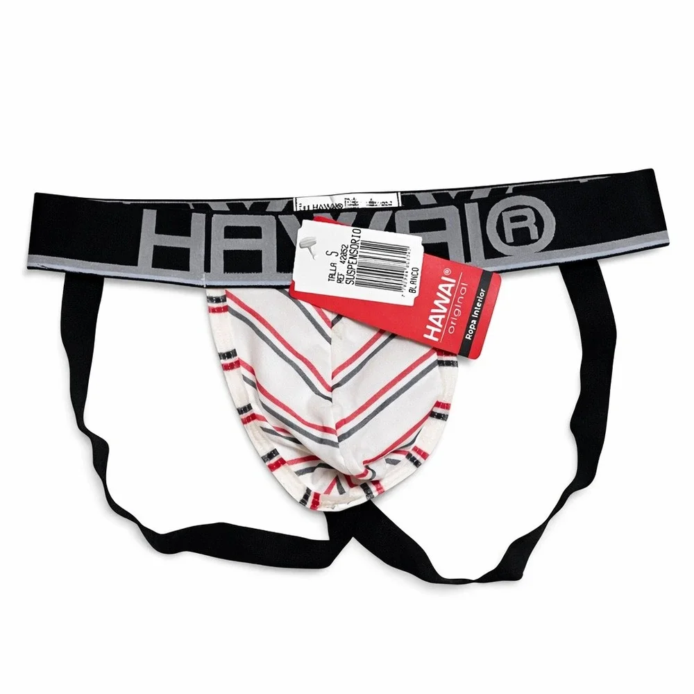 Hawai Small (28-30) Striped Jockstrap Athletic Supporter White Red Black - Picture 4 of 11
